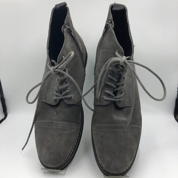 GBX Men's Gray Suede Leather Ankle Boots Cap Toe Yukka Side Zip 11M Footwear - Picture 11 of 15